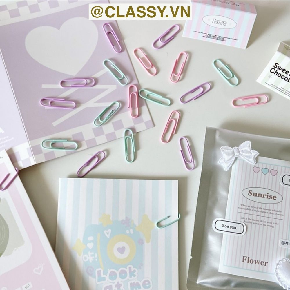 Classy Hộp Ghim giấy, kẹp giấy màu sắc đa dạng văn phòng phẩm tiện lợi PK1532