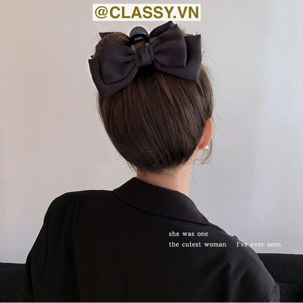 Classy Kẹp càng cua, kẹp tóc đính nơ bảng lớn, dễ tạo kiểu, không gây rụng tóc PK1554