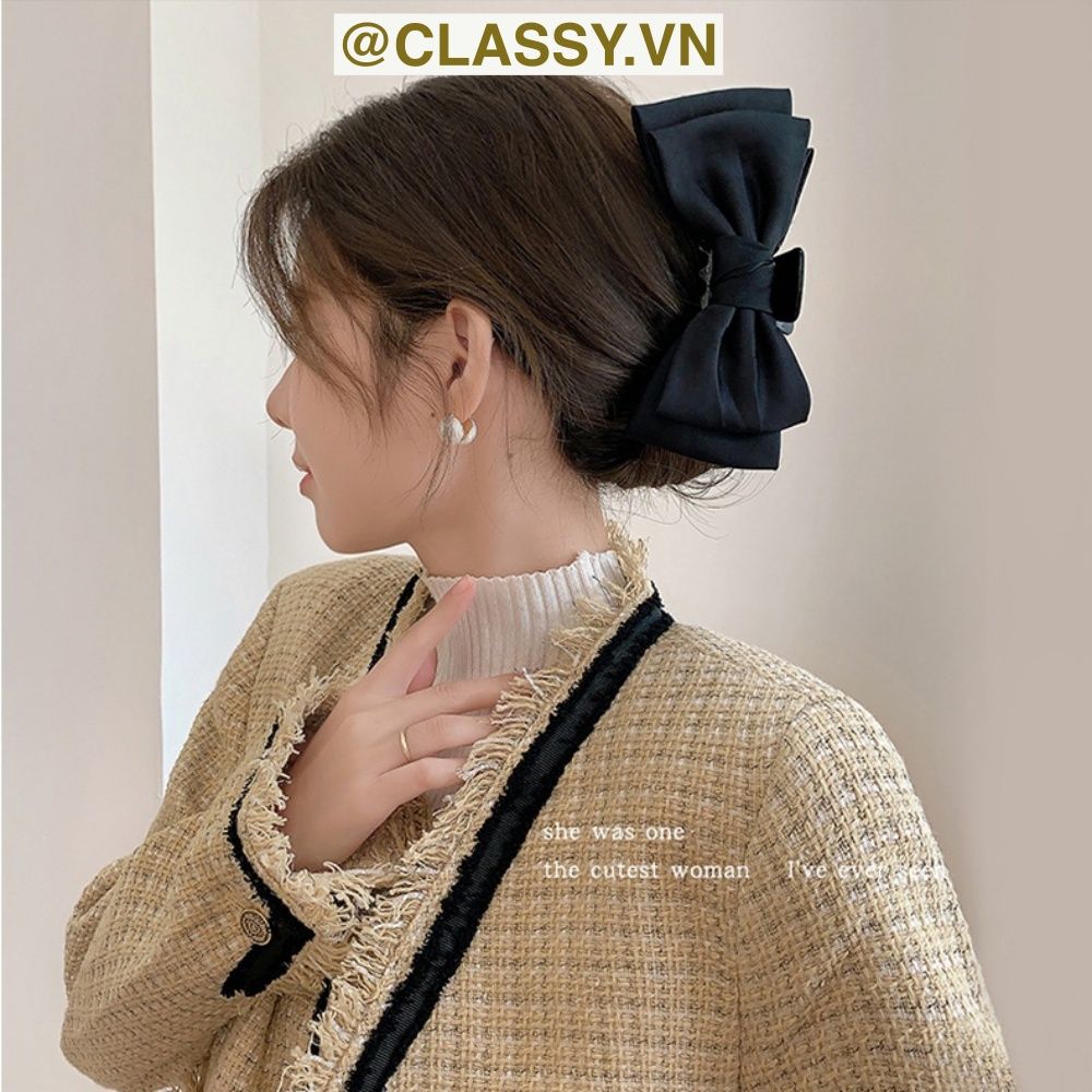 Classy Kẹp càng cua, kẹp tóc đính nơ bảng lớn, dễ tạo kiểu, không gây rụng tóc PK1554