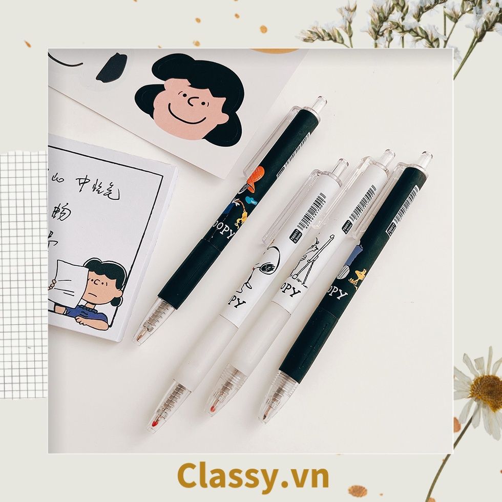 Classy Bút Bi Mực Đen/Trắng Ngòi 0.5mm xây dựng phim hoạt hình cún Snoopy xinh tươi tiện tích Cho Văn Phòng PK1649