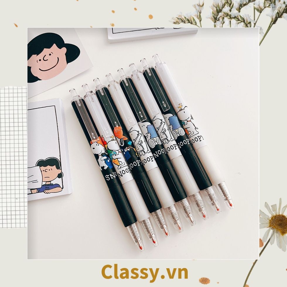 Classy Bút Bi Mực Đen/Trắng Ngòi 0.5mm xây dựng phim hoạt hình cún Snoopy xinh tươi tiện tích Cho Văn Phòng PK1649