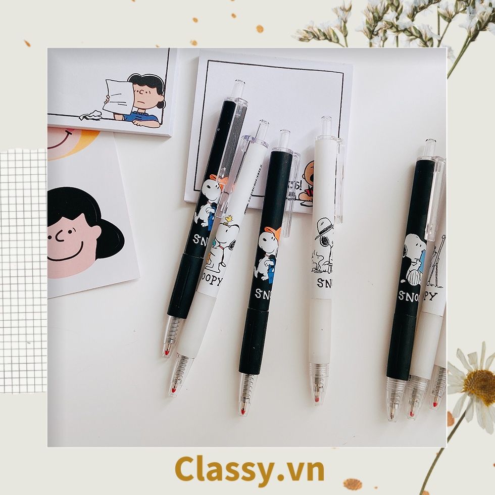 Classy Bút Bi Mực Đen/Trắng Ngòi 0.5mm xây dựng phim hoạt hình cún Snoopy xinh tươi tiện tích Cho Văn Phòng PK1649