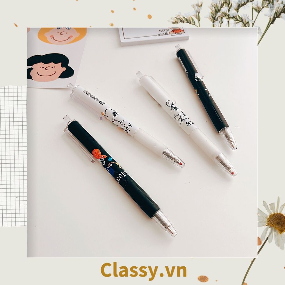Classy Bút Bi Mực Đen/Trắng Ngòi 0.5mm xây dựng phim hoạt hình cún Snoopy xinh tươi tiện tích Cho Văn Phòng PK1649