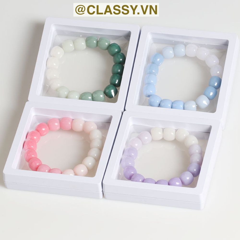Classy Vòng tay chuyển màu Tự Nhiên Đá Khoáng hạt đá mặt trăng co giãn Trang Sức May Mắn xinh xắn cho nữ sinh PK1654