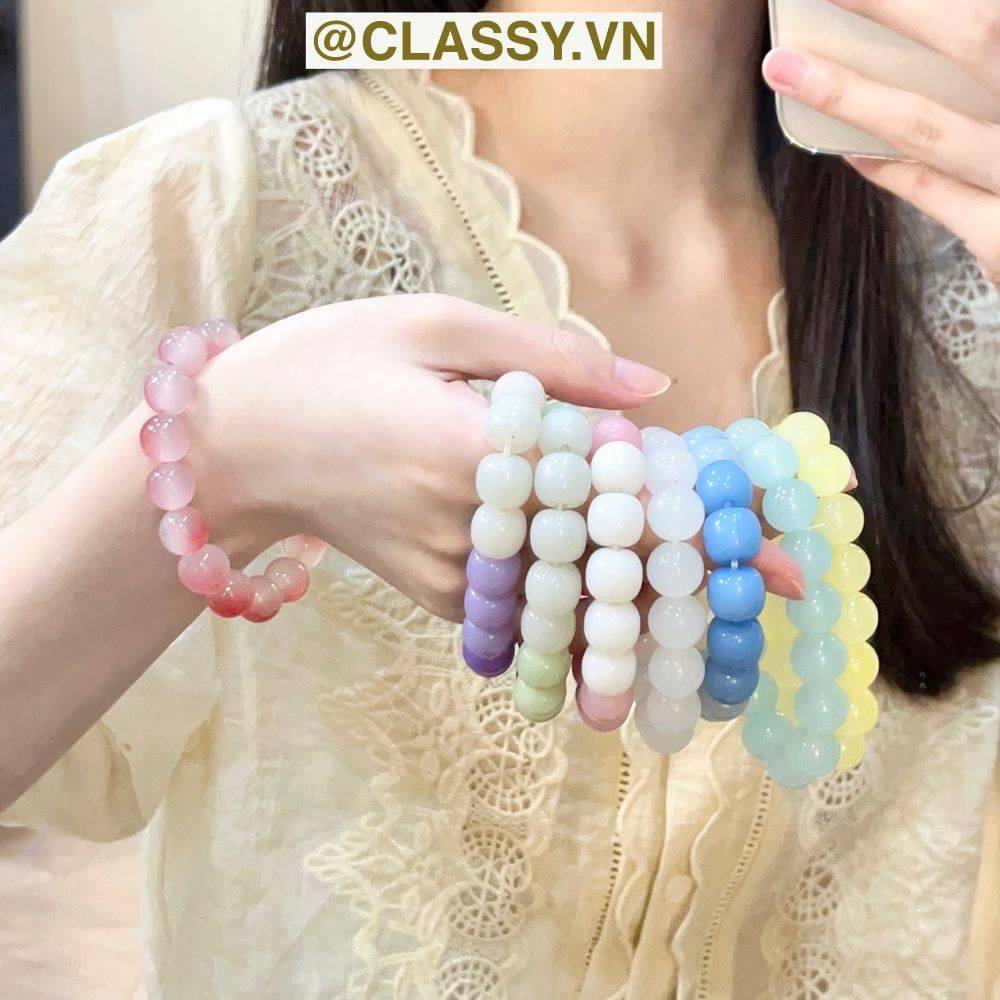 Classy Vòng tay chuyển màu Tự Nhiên Đá Khoáng hạt đá mặt trăng co giãn Trang Sức May Mắn xinh xắn cho nữ sinh PK1654