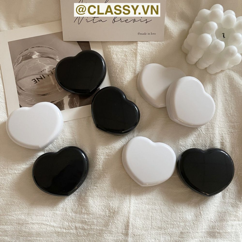 Classy Hộp đựng kính áp tròng Kèm Gương Và Nhíp tông màu pastel nhẹ nhàng, hình trái tim đơn sắc PK1688