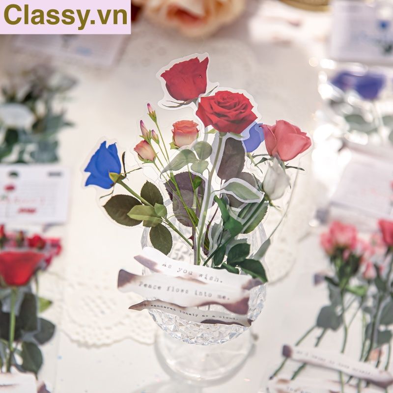 08 miếng Sticker Vintage hình hoa nhỉ thanh lịch dán sổ, dán laptop, điện thoại, đàn guitar, mũ bảo hiểm, vali, ipad PK1710