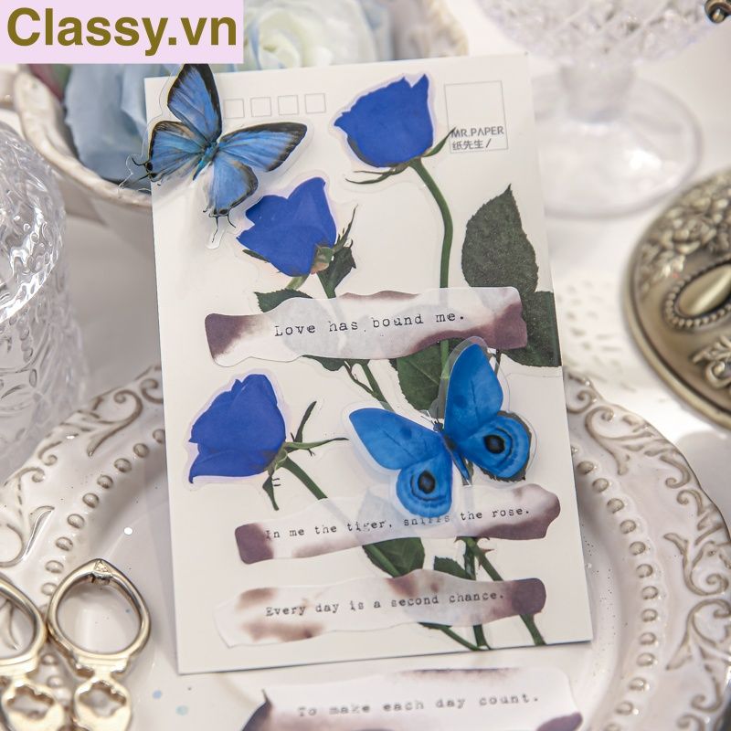 08 miếng Sticker Vintage hình hoa nhỉ thanh lịch dán sổ, dán laptop, điện thoại, đàn guitar, mũ bảo hiểm, vali, ipad PK1710