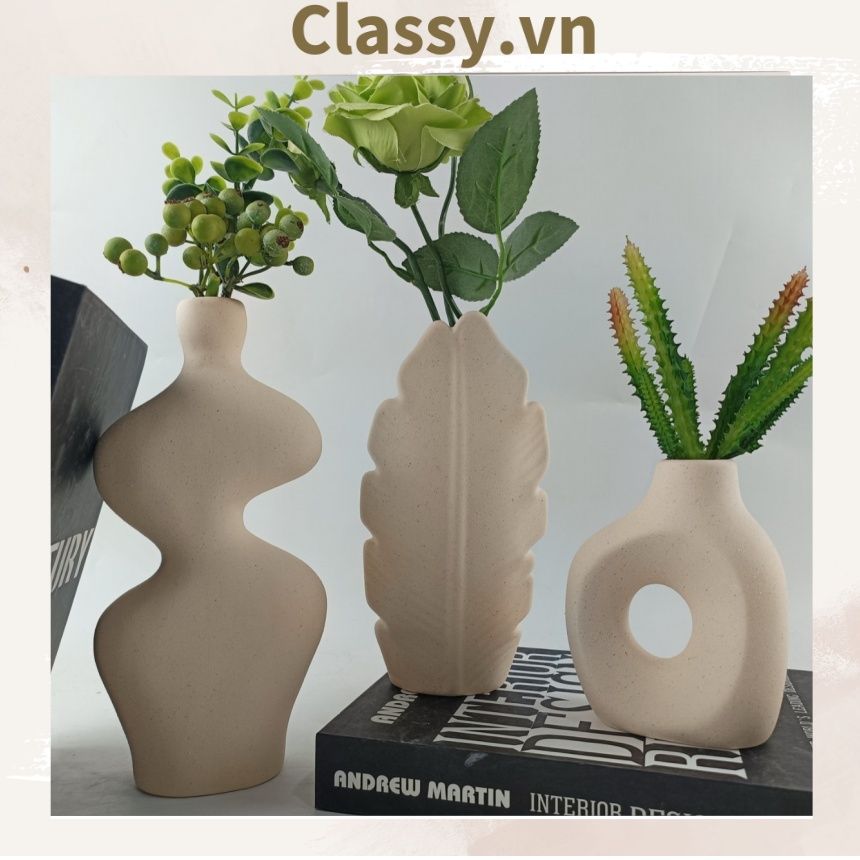 Bình hoa gốm Minimalist phong cách tối giản, Bình gốm trang trí phong cách Bắc Âu, Bình gốm decor hiện đại PK1852