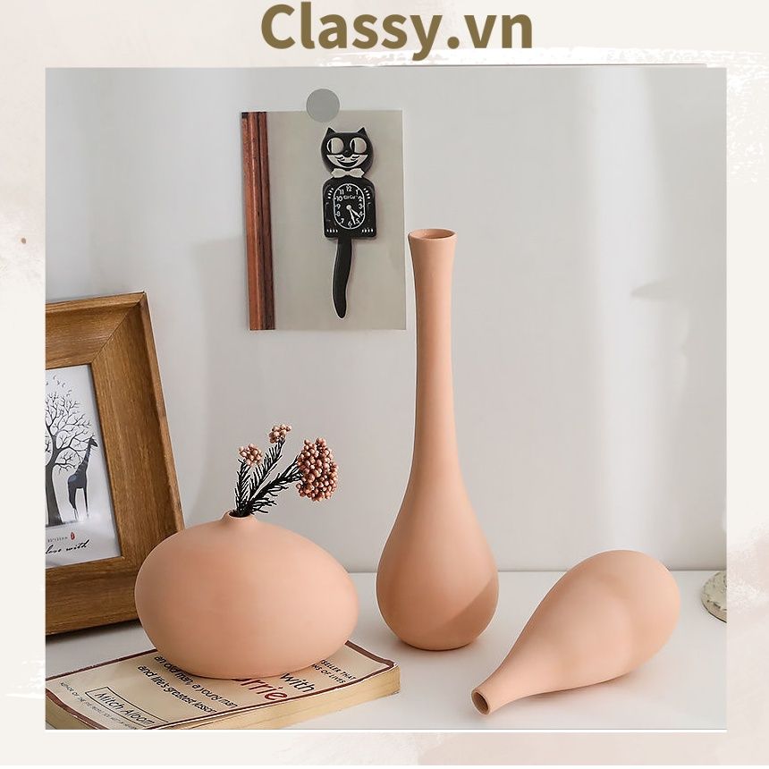 Bình hoa gốm Minimalist phong cách tối giản, Bình gốm trang trí phong cách Bắc Âu, Bình gốm decor hiện đại PK1852
