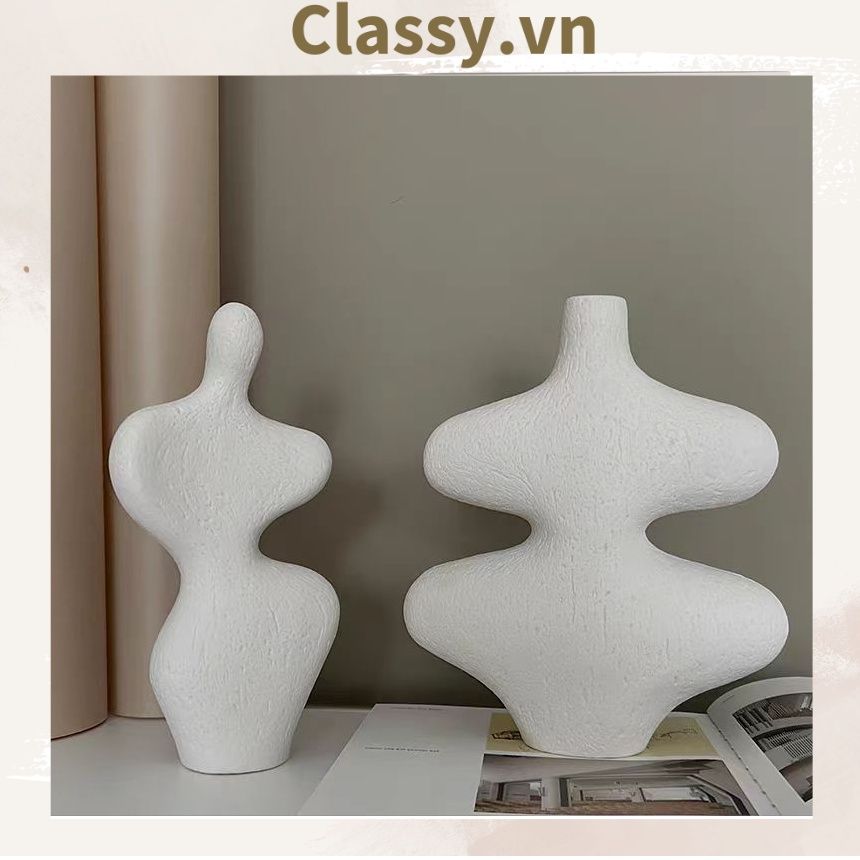Bình hoa gốm Minimalist phong cách tối giản, Bình gốm trang trí phong cách Bắc Âu, Bình gốm decor hiện đại PK1852