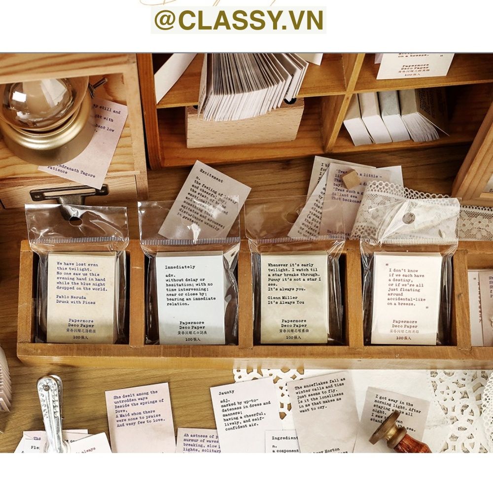 SET 100 miếng Giấy note ghi nhớ mini in câu cổ động tiếng Anh sáng tạo tiện dụng cho văn phòng; kích thước 55 X 40 MM PK641