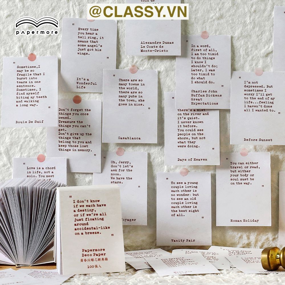 SET 100 miếng Giấy note ghi nhớ mini in câu cổ động tiếng Anh sáng tạo tiện dụng cho văn phòng; kích thước 55 X 40 MM PK641