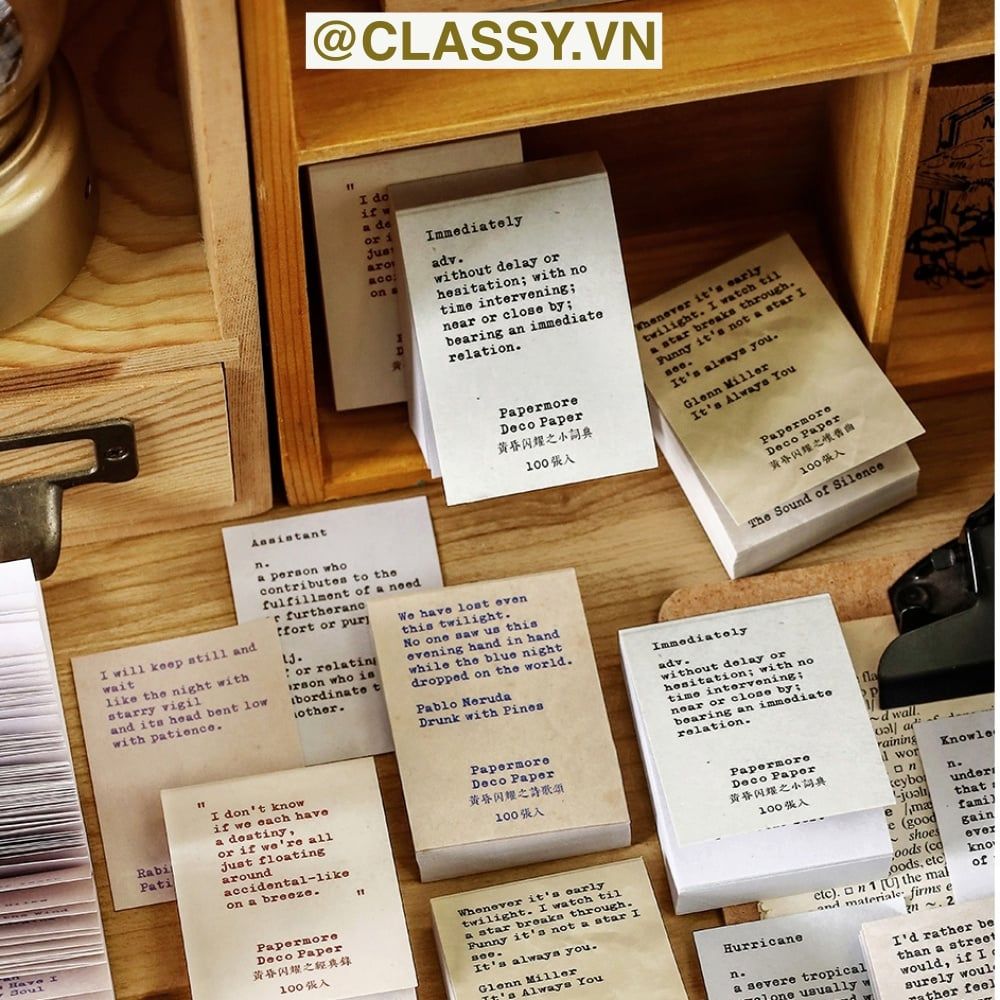 SET 100 miếng Giấy note ghi nhớ mini in câu cổ động tiếng Anh sáng tạo tiện dụng cho văn phòng; kích thước 55 X 40 MM PK641