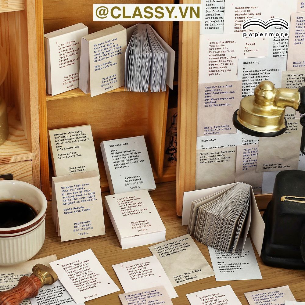 SET 100 miếng Giấy note ghi nhớ mini in câu cổ động tiếng Anh sáng tạo tiện dụng cho văn phòng; kích thước 55 X 40 MM PK641