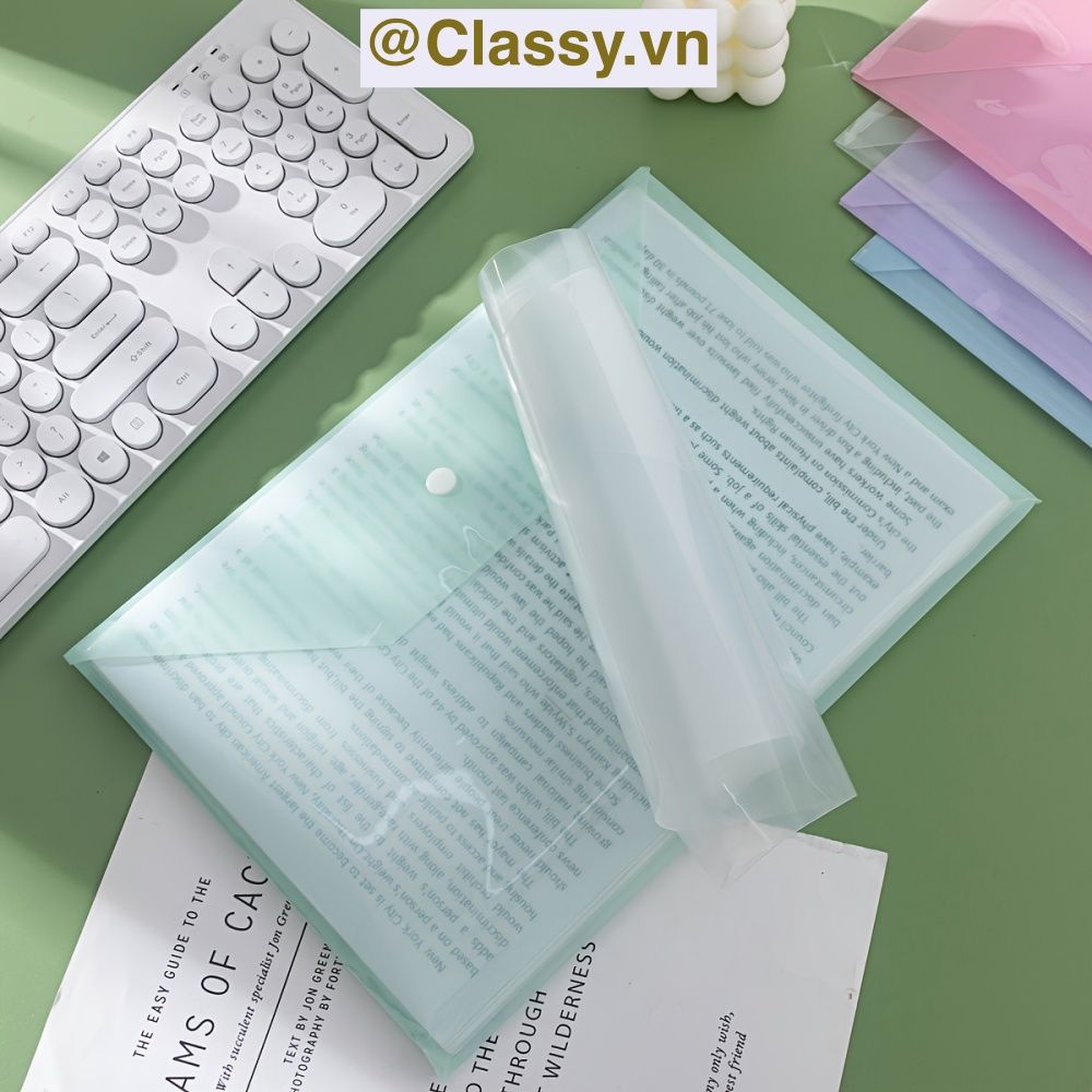 Túi Nút File Đựng Tài Liệu My Clear Bag A4 Nhiều Màu Bìa Đựng Tài Liệu Văn Phòng Lưu Trữ Hồ Sơ Giấy Tờ Classy Basic PK778