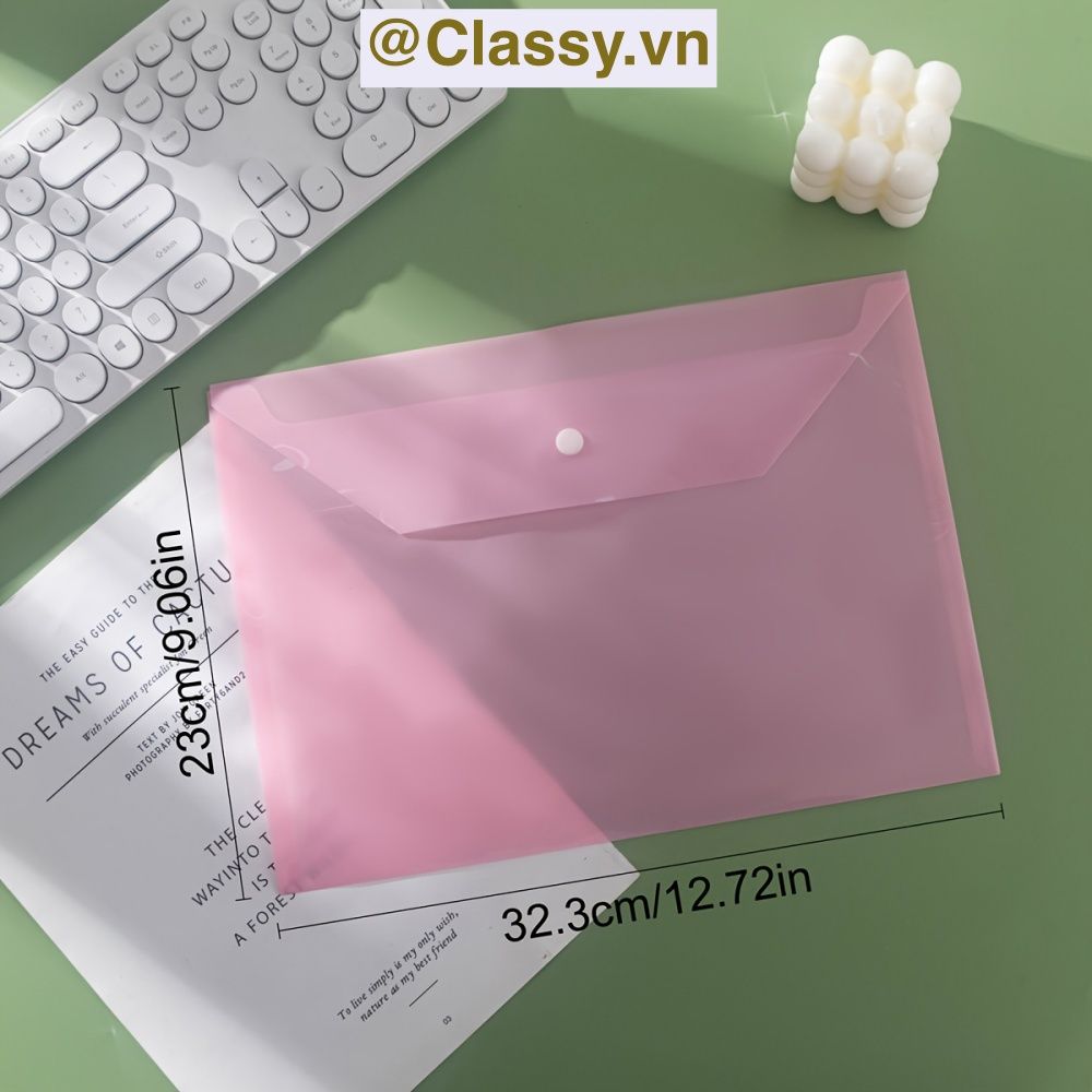 Túi Nút File Đựng Tài Liệu My Clear Bag A4 Nhiều Màu Bìa Đựng Tài Liệu Văn Phòng Lưu Trữ Hồ Sơ Giấy Tờ Classy Basic PK778