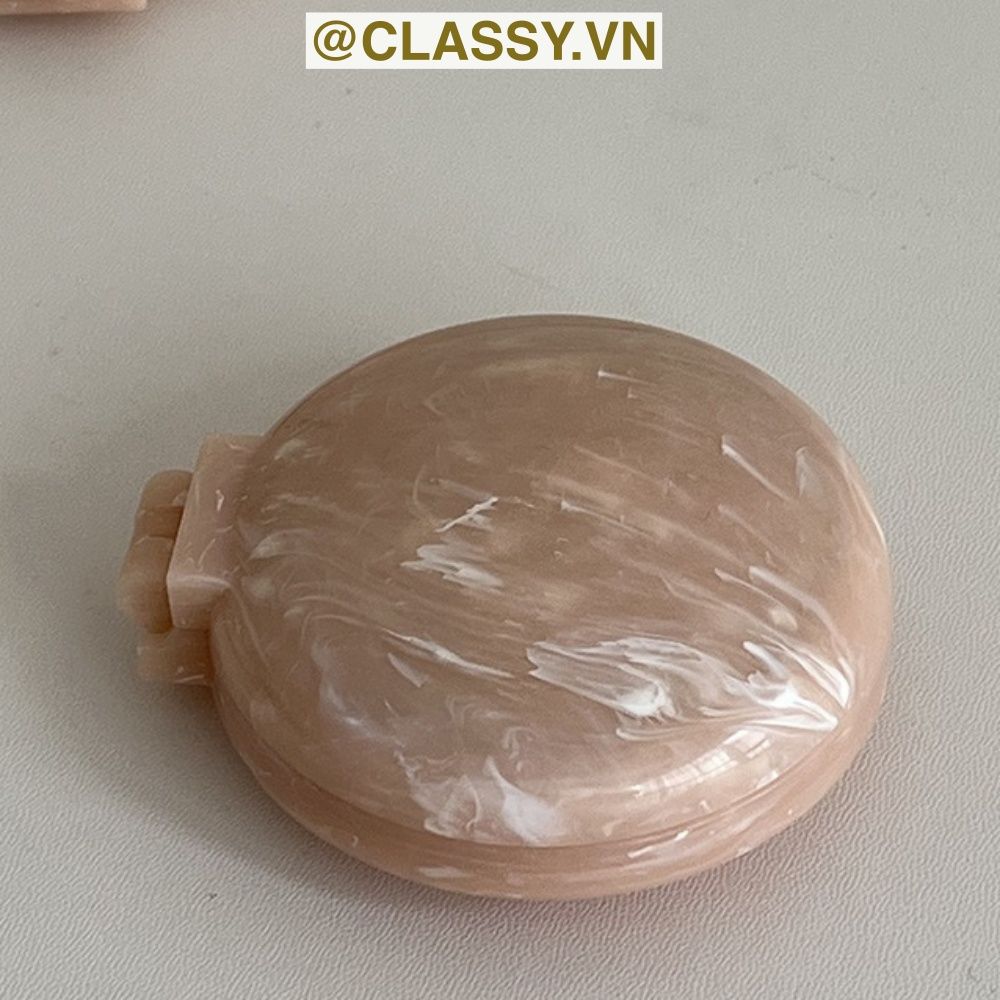 PK923 Lược Mini Có Thể Gấp Gọn , Lược massage bằng đá cẩm thạch, kèm gương gấp di động, mát xa tóc mượt
