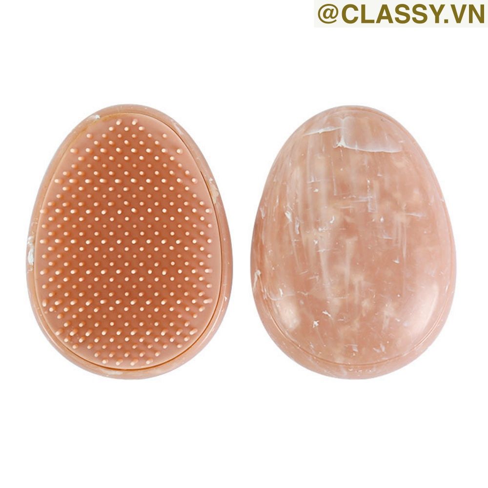 PK923 Lược Mini Có Thể Gấp Gọn , Lược massage bằng đá cẩm thạch, kèm gương gấp di động, mát xa tóc mượt