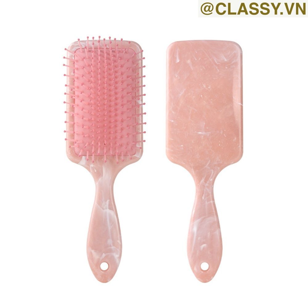 PK923 Lược Mini Có Thể Gấp Gọn , Lược massage bằng đá cẩm thạch, kèm gương gấp di động, mát xa tóc mượt