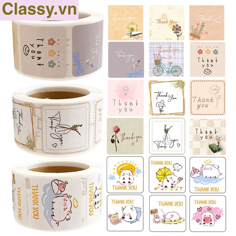 Cuộn sticker phong cách vintage dán niêm phong túi giấy, hộp bánh handmade, quà tặng dễ thương, tem dán thiệp Q1346