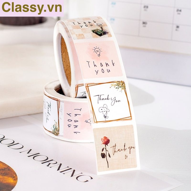 Cuộn sticker phong cách vintage dán niêm phong túi giấy, hộp bánh handmade, quà tặng dễ thương, tem dán thiệp Q1346
