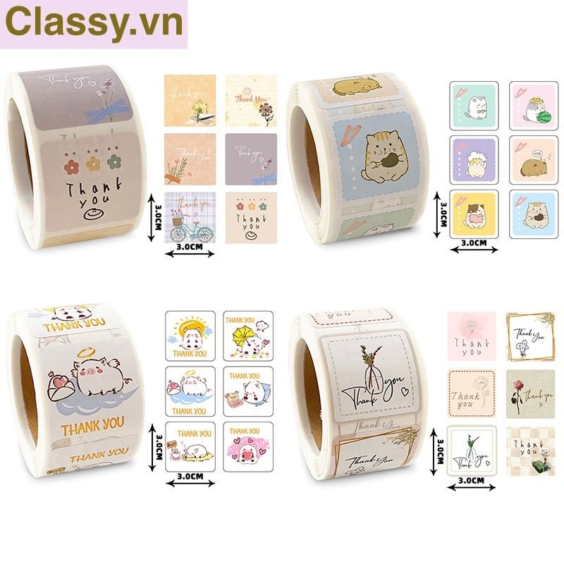 Cuộn sticker phong cách vintage dán niêm phong túi giấy, hộp bánh handmade, quà tặng dễ thương, tem dán thiệp Q1346
