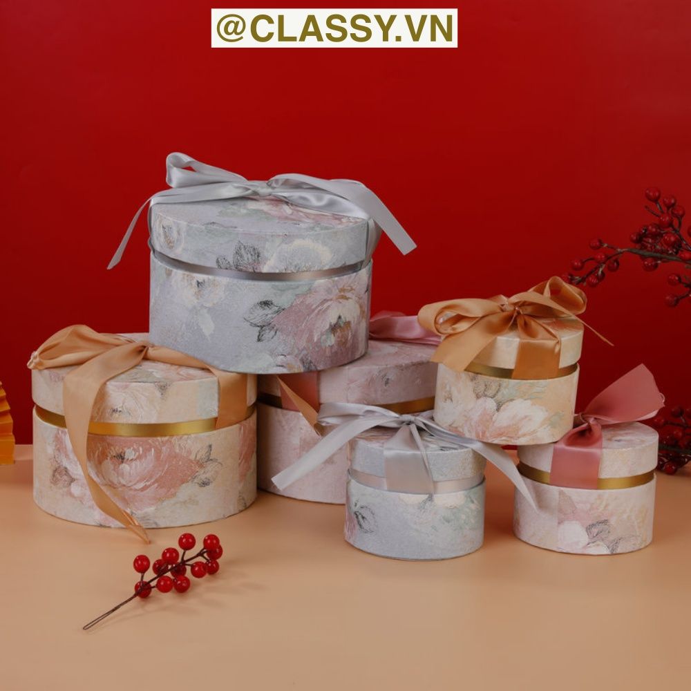 Classy Hộp quà thắt nơ kích thước 11x11x8CM, quà tặng sang trọng Q1481