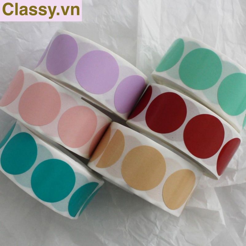  Cuộn 500 Sticker nhiều kích thước, trơn chưa in, khách hàng mua về in logo thương hiệu, dán bao bì, bánh, đồ handmade vvv Q1685 