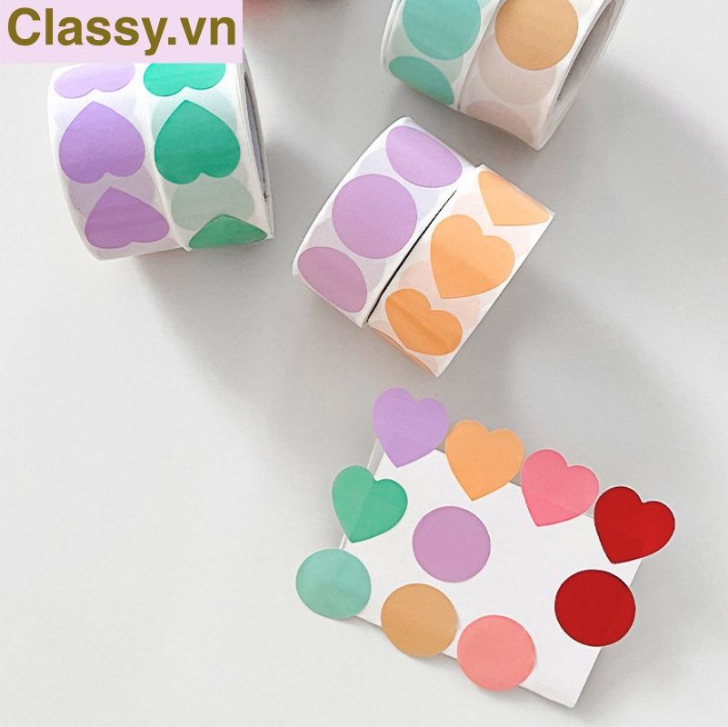 Cuộn 500 Sticker nhiều kích thước, trơn chưa in, khách hàng mua về in logo thương hiệu, dán bao bì, bánh, đồ handmade vvv Q1685