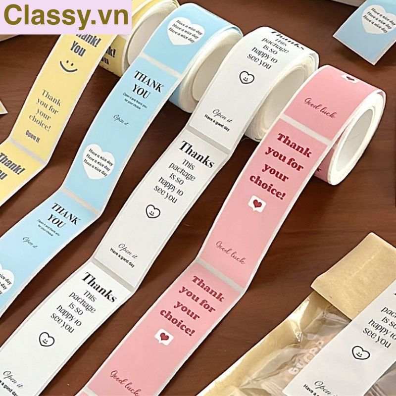 50 Nhãn dán hộp sticker 3*9cm giấy C bóng họa tiết vintage dùng để trang trí, niêm phong Q1704