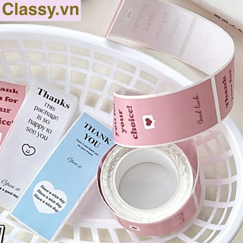 50 Nhãn dán hộp sticker 3*9cm giấy C bóng họa tiết vintage dùng để trang trí, niêm phong Q1704