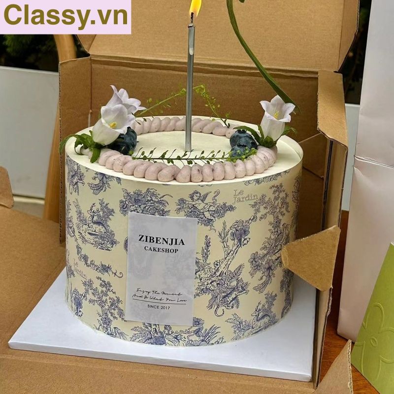 50 Nhãn dán hộp sticker 6*13cm giấy C bóng họa tiết vintage dùng để trang trí, niêm phong Q1705