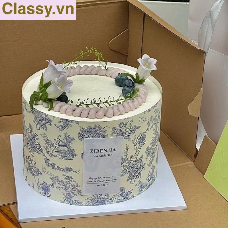 50 Nhãn dán hộp sticker 6*13cm giấy C bóng họa tiết vintage dùng để trang trí, niêm phong Q1705
