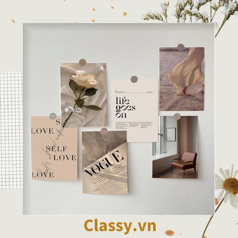 Set nhiều Thẻ ảnh, postcard Classy làm từ bìa cứng phong cách trang trí nhật ký/sách ảnh, dán tường, làm tranh Q1746