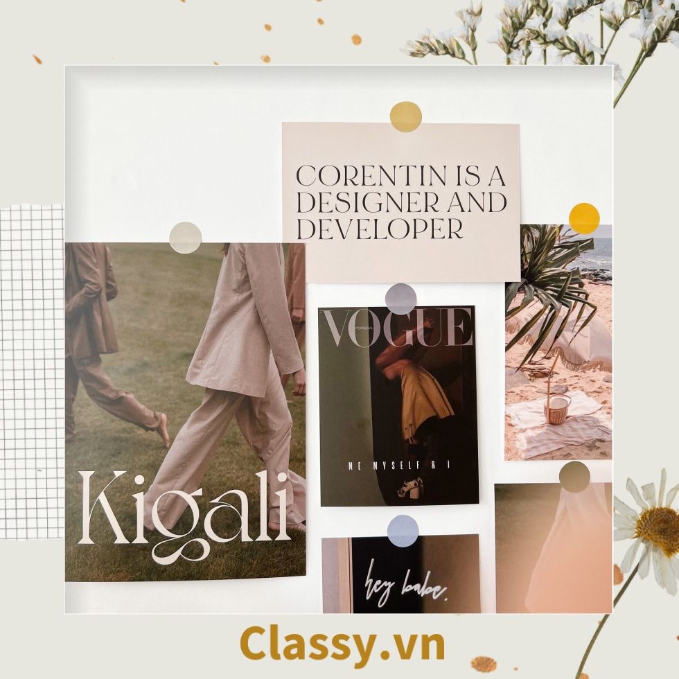 Set nhiều Thẻ ảnh, postcard Classy làm từ bìa cứng phong cách trang trí nhật ký/sách ảnh, dán tường, làm tranh Q1746