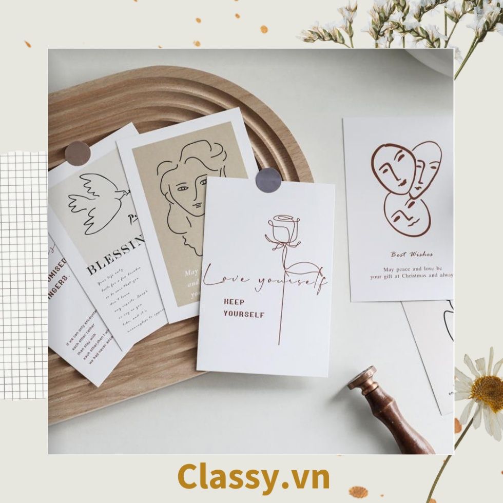  Set nhiều Thẻ ảnh, postcard Classy làm từ bìa cứng phong cách  trang trí nhật ký/sách ảnh, dán tường, làm tranh Q1746 