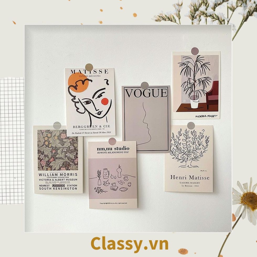 Set nhiều Thẻ ảnh, postcard Classy làm từ bìa cứng phong cách trang trí nhật ký/sách ảnh, dán tường, làm tranh Q1746