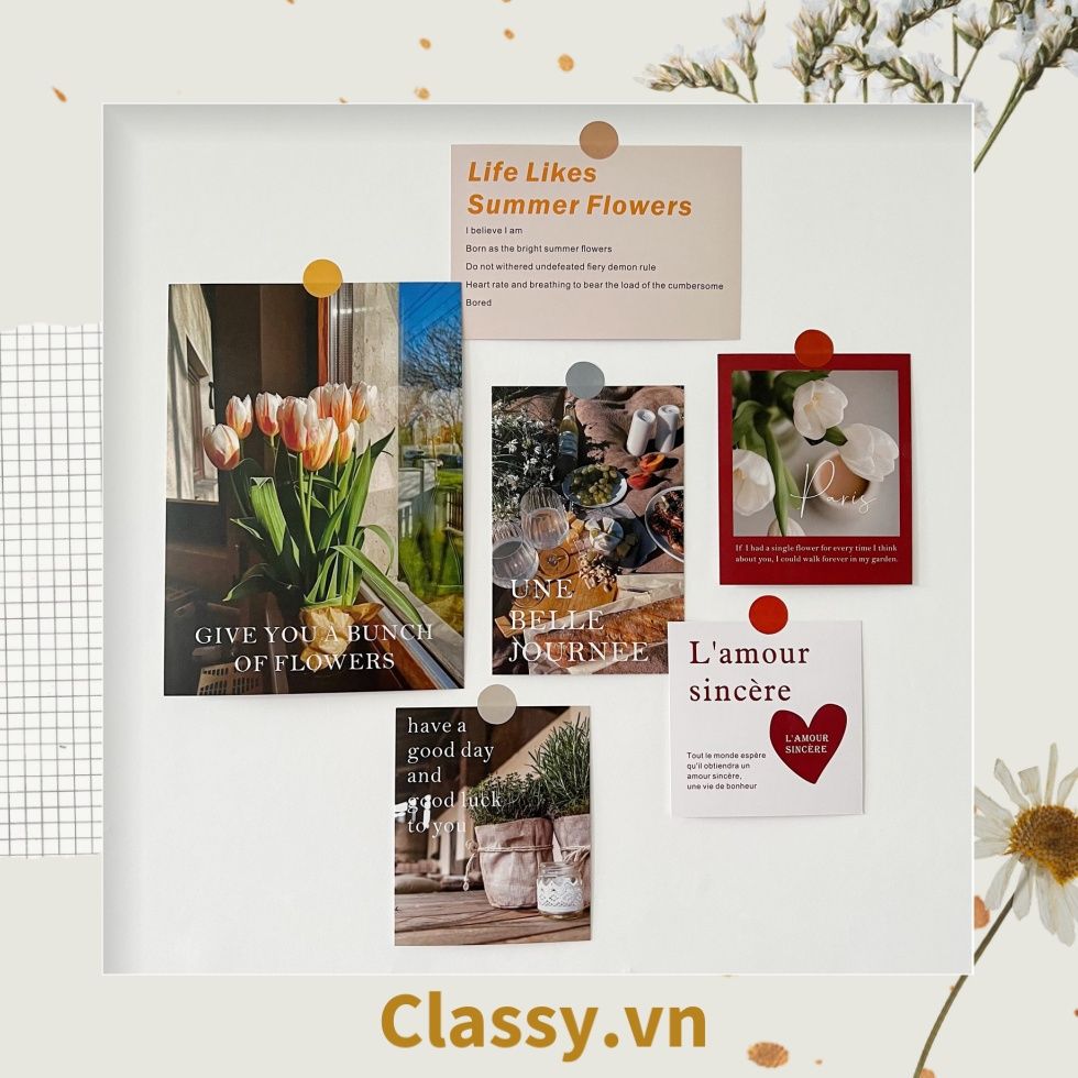 Set nhiều Thẻ ảnh, postcard Classy làm từ bìa cứng phong cách trang trí nhật ký/sách ảnh, dán tường, làm tranh Q1746