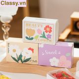  Hộp giấy tự gấp Classy đựng quà tặng kèm quai xách bằng ruy băng hình hoa tulip, kích thước 17 X 10 X 7.5CM Q1750 