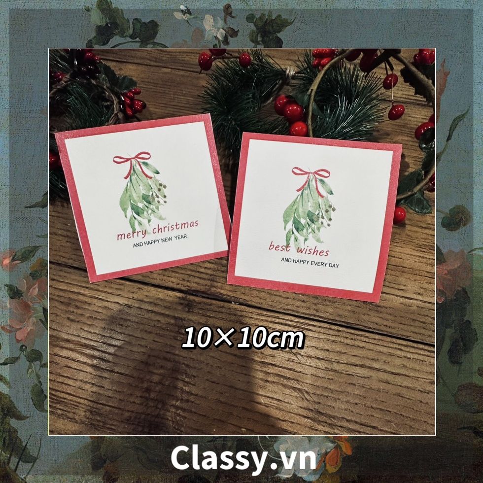  Nhãn dán hộp sticker Classy giấy C bóng họa tiết vintage  dùng để trang trí, niêm phong chủ đề Christmas kích thước 8 X 8 CM Q1812 
