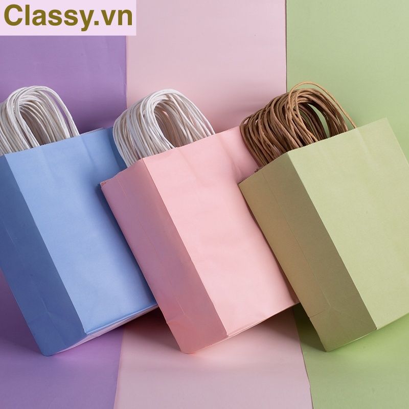 TÚI GIẤY KRAFT DÀY DẶN LÀM QUÀ TẶNG MÀU PASTEL, NHIỀU SIZE
