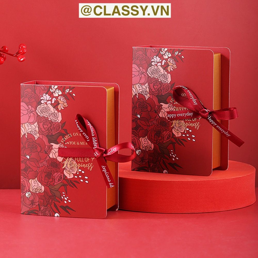 Hộp giấy đựng quà tặng gắn ruy băng Happy Every, đựng son môi, nước hoa, sô cô la Q496