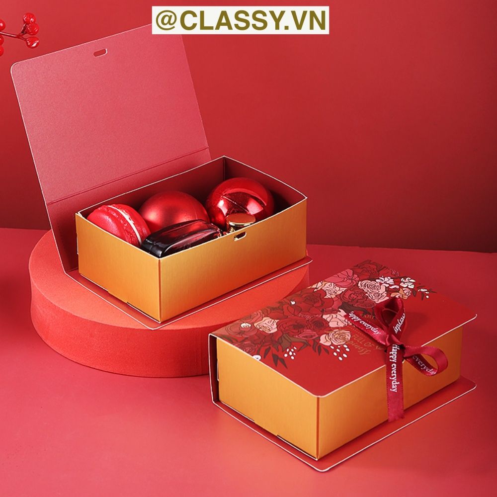 Hộp giấy đựng quà tặng gắn ruy băng Happy Every, đựng son môi, nước hoa, sô cô la Q496