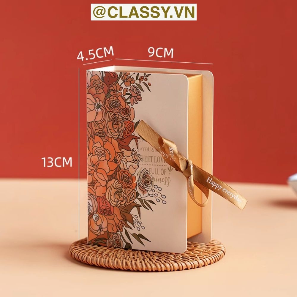 Hộp giấy đựng quà tặng gắn ruy băng Happy Every, đựng son môi, nước hoa, sô cô la Q496