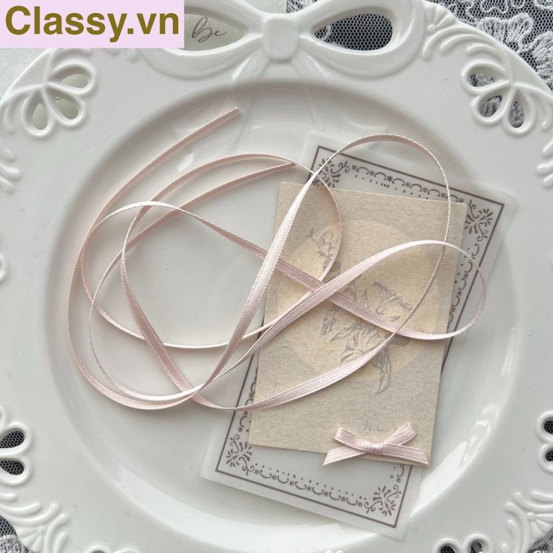 Cuộn 23 Mét Ruy băng vải sợi poly dài 01MÉT, Rộng 3 MM đơn sắc, đủ màu Q564