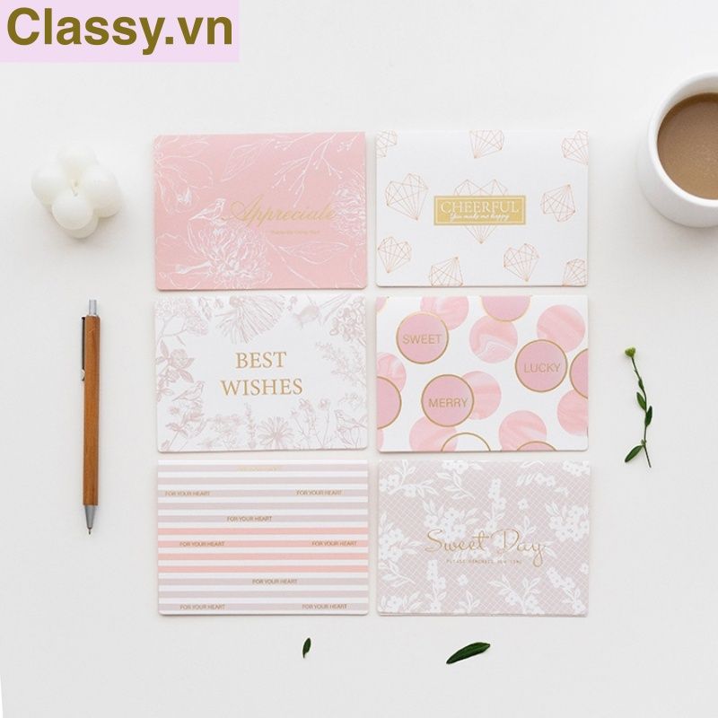 Thiệp Cổ điển Vintage Classy in họa tiết hoa nhí giấy art sang trọng kèm phong bì giấy kraft nâu Q724