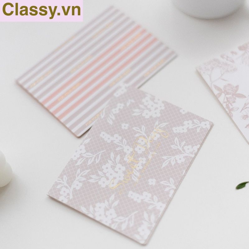 Thiệp Cổ điển Vintage Classy in họa tiết hoa nhí giấy art sang trọng kèm phong bì giấy kraft nâu Q724