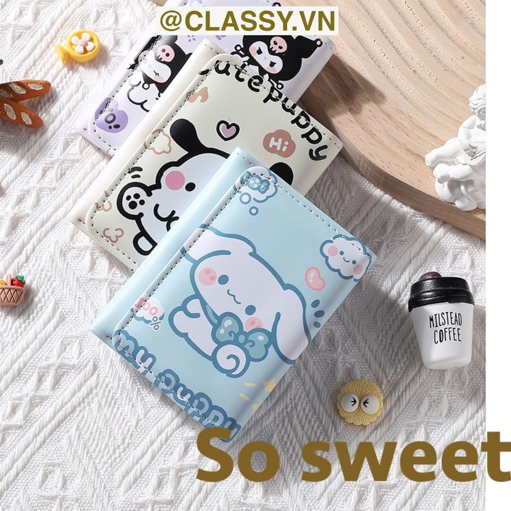 Classy Ví da nữ dạng gập, hoạt tiết họa hình nhiều kiểu dễ thương T1543