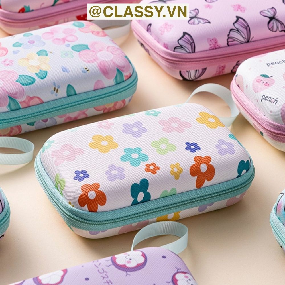 Túi Hộp hình vali đựng phụ kiện & dây cáp sạc (Size siêu to khổng lồ) 13.5 cm* 9.5 cm * 3.2 CM in hình hoạt hình (T293)